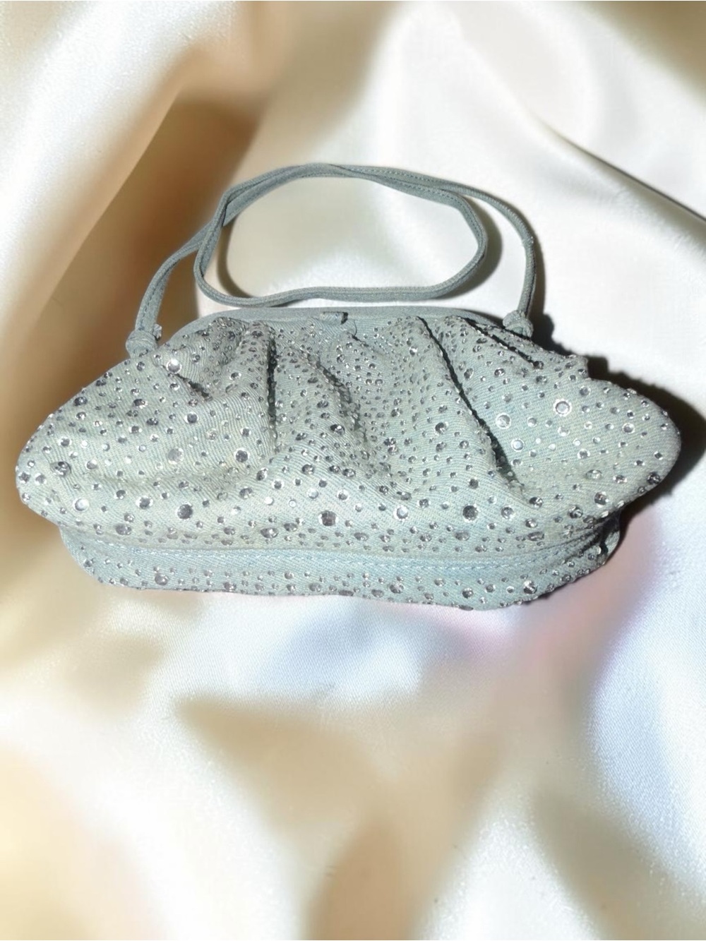 Zara Gray Rhinestone Sparkle Mini Shoulder Bag Evening Purse - Picture 4 of 7